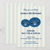 Cute Blueberry kinderen Birthday Party Invitation Kaart (Voorkant / Achterkant)