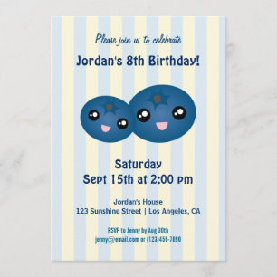 Cute Blueberry kinderen Birthday Party Invitation Kaart