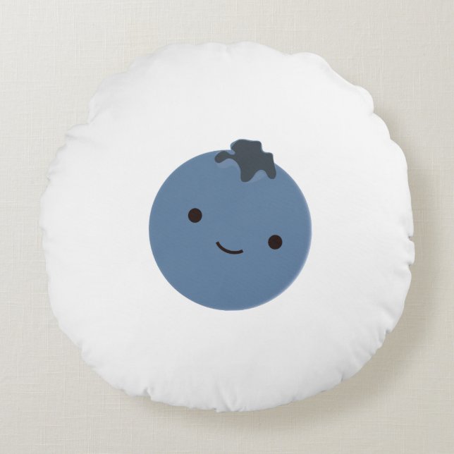 Cute Blueberry Rond Kussen (Voorkant)