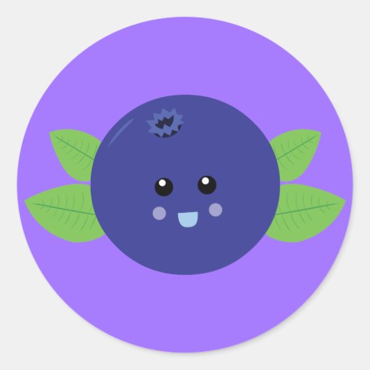 Cute Blueberry Ronde Sticker (Voorkant)