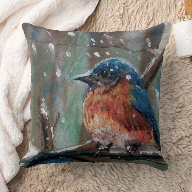 Cute Bluebird Painting Kussen (Deken)