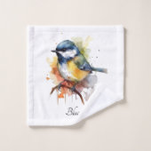 Cute Bluetit sur une branche, personnalisé (Gant de toilette)