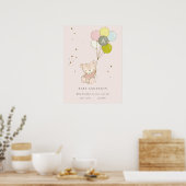Cute Blush Beerballon Meisjesnaam Baby Poster (Keuken)