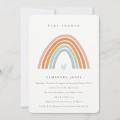 Cute Blush Blue Heart Rainbow Baby shower Invite Bedankkaart (Voorkant)
