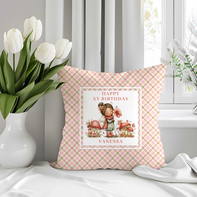 Cute Blush Fairy 4e Verjaardag Kussensloop Kussen (Cute Blush Fairy 4th Birthday Throw Pillow)