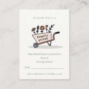 Cute Blush Floral Cart Diaper Baby shower Informatiekaartje