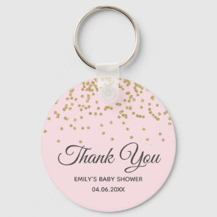 Cute Blush Pink Gold Glitter Dank u Baby shower Sleutelhanger