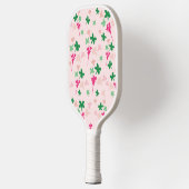 Cute Blush Pink Green Botanical Boho Floral Pickleball Paddle (Links)