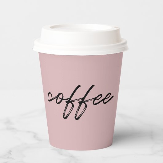 Cute Blush Pink "kop koffie" minimalistisch script Papieren Bekers (Voorkant)