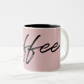 Cute Blush Pink "kop koffie" minimalistisch script Tweekleurige Koffiemok (Voorkant rechts)