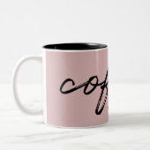 Cute Blush Pink "kop koffie" minimalistisch script Tweekleurige Koffiemok (Links)