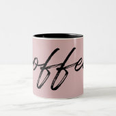 Cute Blush Pink "kop koffie" minimalistisch script Tweekleurige Koffiemok (Center)