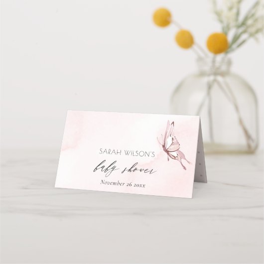 Cute Blush Pink Waterverf Butterfly Baby shower (Voorkant)