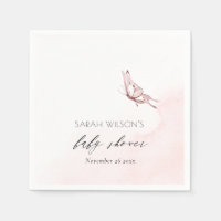 Cute Blush Pink Waterverf Butterfly Baby shower