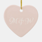 Cute blush roze aangepast script monogram keramisch ornament (Voorkant)