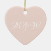 Cute blush roze aangepast script monogram keramisch ornament (Achterkant)