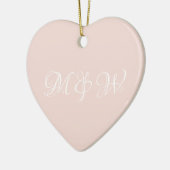 Cute blush roze aangepast script monogram keramisch ornament (Links)