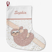 Cute Blush Roze Glitter Sleufnaam Grote Kerstsok (Voorkant)