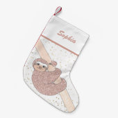 Cute Blush Roze Glitter Sleufnaam Kleine Kerstsok (Voorkant (Hangend))