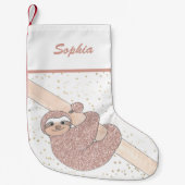 Cute Blush Roze Glitter Sleufnaam Kleine Kerstsok (Voorkant)