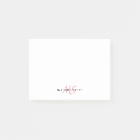 Cute Blush Roze penseel Script Two Monogram Initia Post-it® Notes (Voorkant)