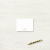 Cute Blush Roze penseel Script Two Monogram Initia Post-it® Notes (Op bureau)