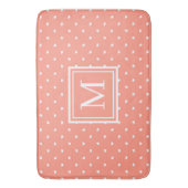 Cute Blush Roze & White Polka Dot Heart Pattern Badmat (Voorkant Verticaal)