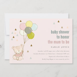 Cute Blush Wake Balloon Baby shower Uitnodigen Bedankkaart