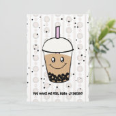 Cute Boba Bubble Tea Pun Invitation (Debout devant)