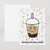 Cute Boba Bubble Tea Pun plat Carte de remerciemen (Devant / Derrière)