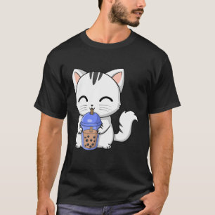 Cute Boba Kitty Cat Bubble Pearl Milk Tea Kawaii T-shirt