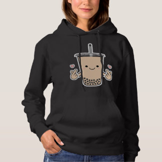 Cute Boba KPop Bubble Milk Tea Korean Finger Heart Hoodie