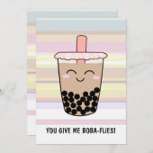 Cute Boba Milk Tea Pun Invitation (Devant / Derrière)
