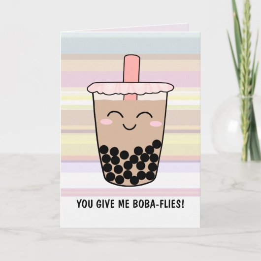 Cute Boba Milk Tea Pun Kaart (Voorkant)