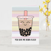 Cute Boba Milk Tea Pun Kaart (Gele Bloem)