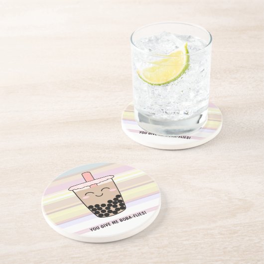 Cute Boba Milk Tea Pun Sandstone Onderzetter (Zijkant)