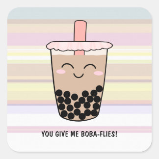 Cute Boba Milk Tea Pun Vierkante Sticker