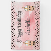 Cute Boba Tea Anniversaire Bannière de fond (Vertical)