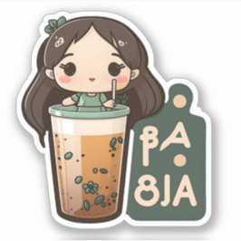 Cute Boba Tea Girl Sticker