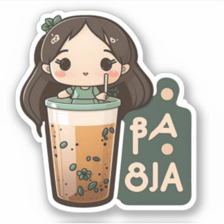 Cute Boba Tea Girl Sticker