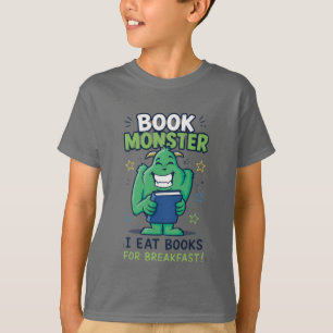 Cute Boek Monster Lezen T-shirt voor Kinderen - Ac