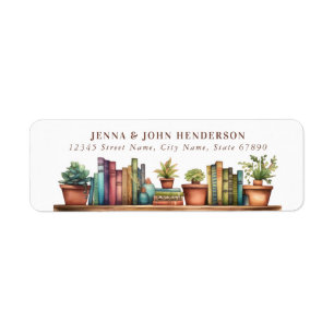 Cute Boekenplank Retouradreslabels Etiket