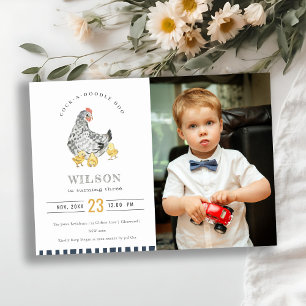 Cute Boerderij Chicken Waterverf Photo Birthday In Bedankkaart
