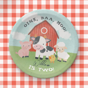 Cute boerderij dier barnyard kids verjaardag  papieren bordje
