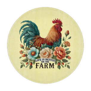 Cute boerderij leven haan snijplank