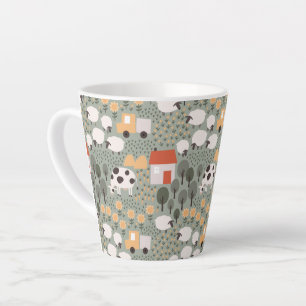 Cute Boerderij Scene Pattern Latte Mok