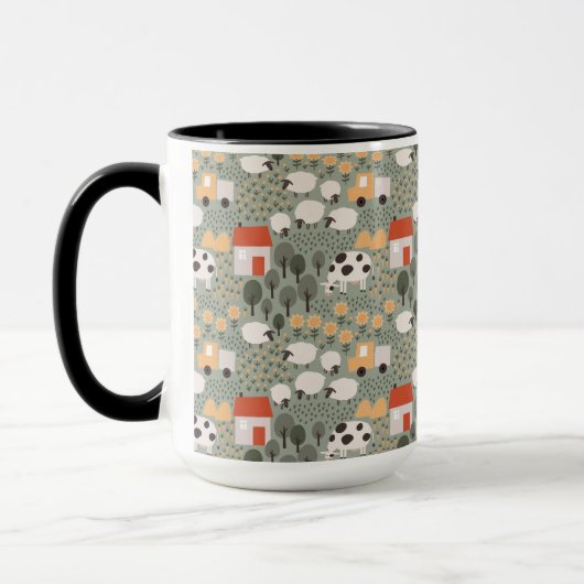 Cute Boerderij Scene Pattern Mok (Links)