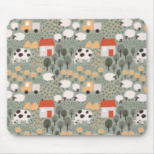 Cute Boerderij Scene Pattern Muismat