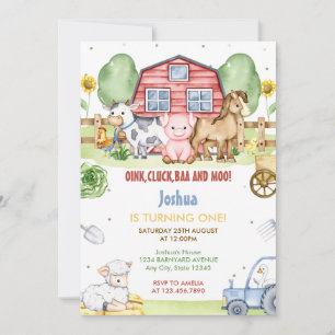 Cute Boerderij Schattige Dieren Verjaardagsfeestje Kaart