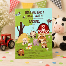 Cute boerderijdier kinder barnyard verjaardag
